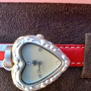 JUICY COUTURE HEART WATCH ON RED LEATHER BAND